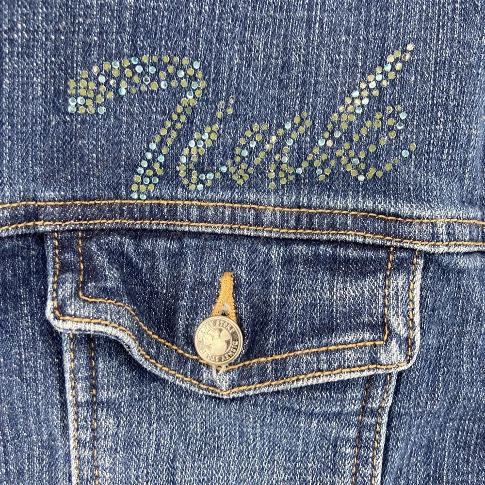 Tinker Bell Disney Jacket Girls XL 18-20 Blue Jean Denim Rhinestone Tink Graphic